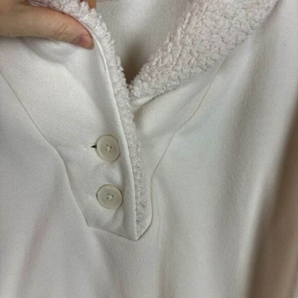 American Eagle Henley Sherpa Collar Cream Sweater Women’s Small - Picture 6 of 7